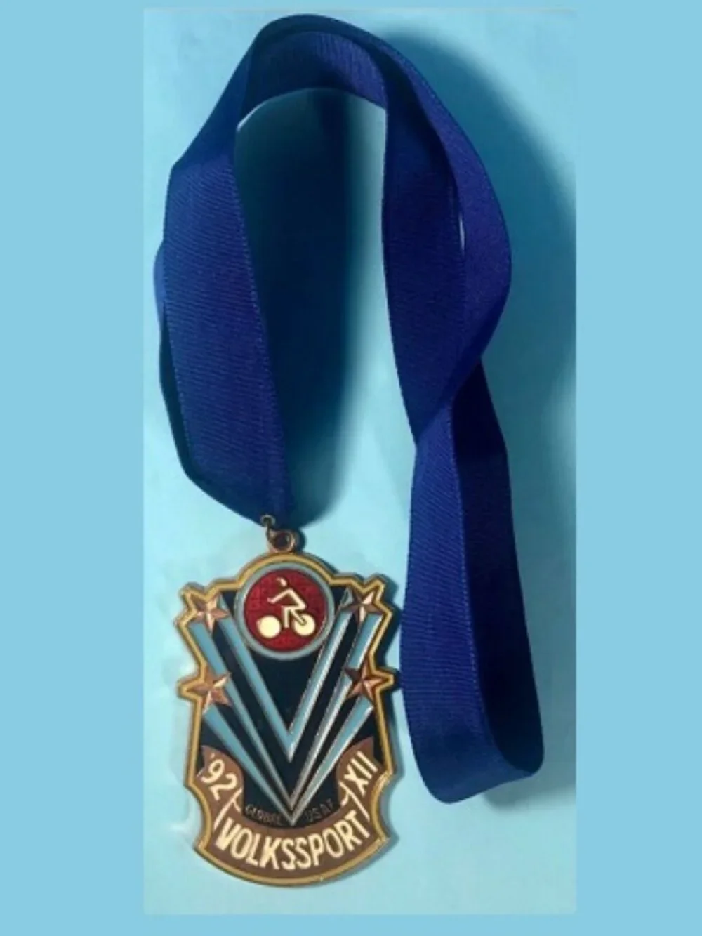 1992 Global XII - GLOBAL USAF Volksmarch Cycling Medal with ribbon ,EUC